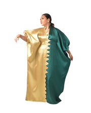 Caftan en mikado à blocs de couleurs