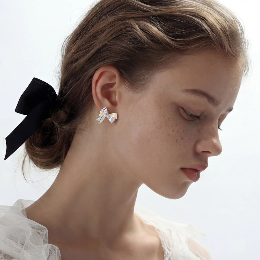 Silk Ribbon Bow Studs