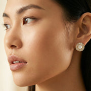 Pearl Halo Studs