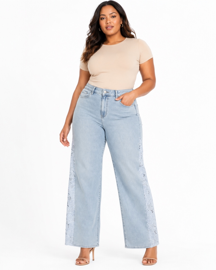 Lace Panel Denim