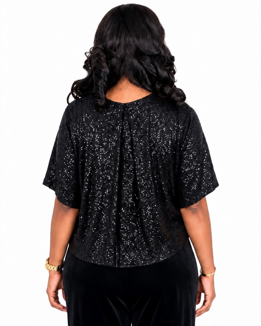 Sequin Twist Front Top