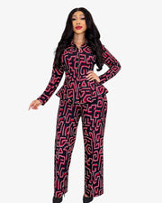 African Print Peplum Pant Set