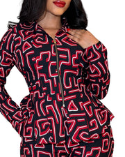 African Print Peplum Pant Set
