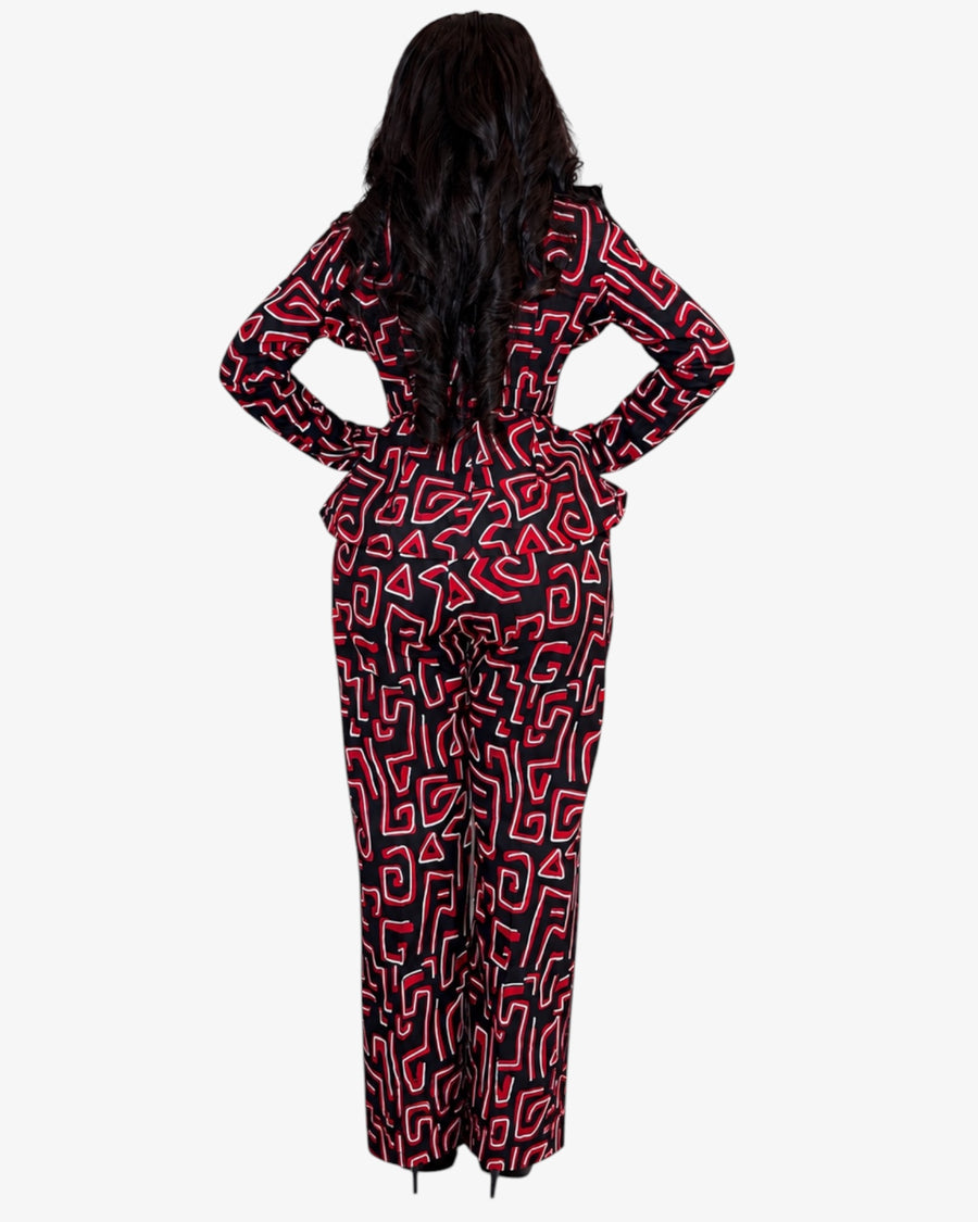 African Print Peplum Pant Set