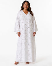 White Flowered mesh caftan