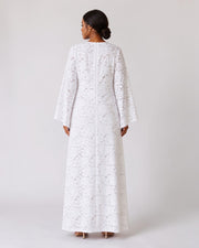 White Flowered mesh caftan