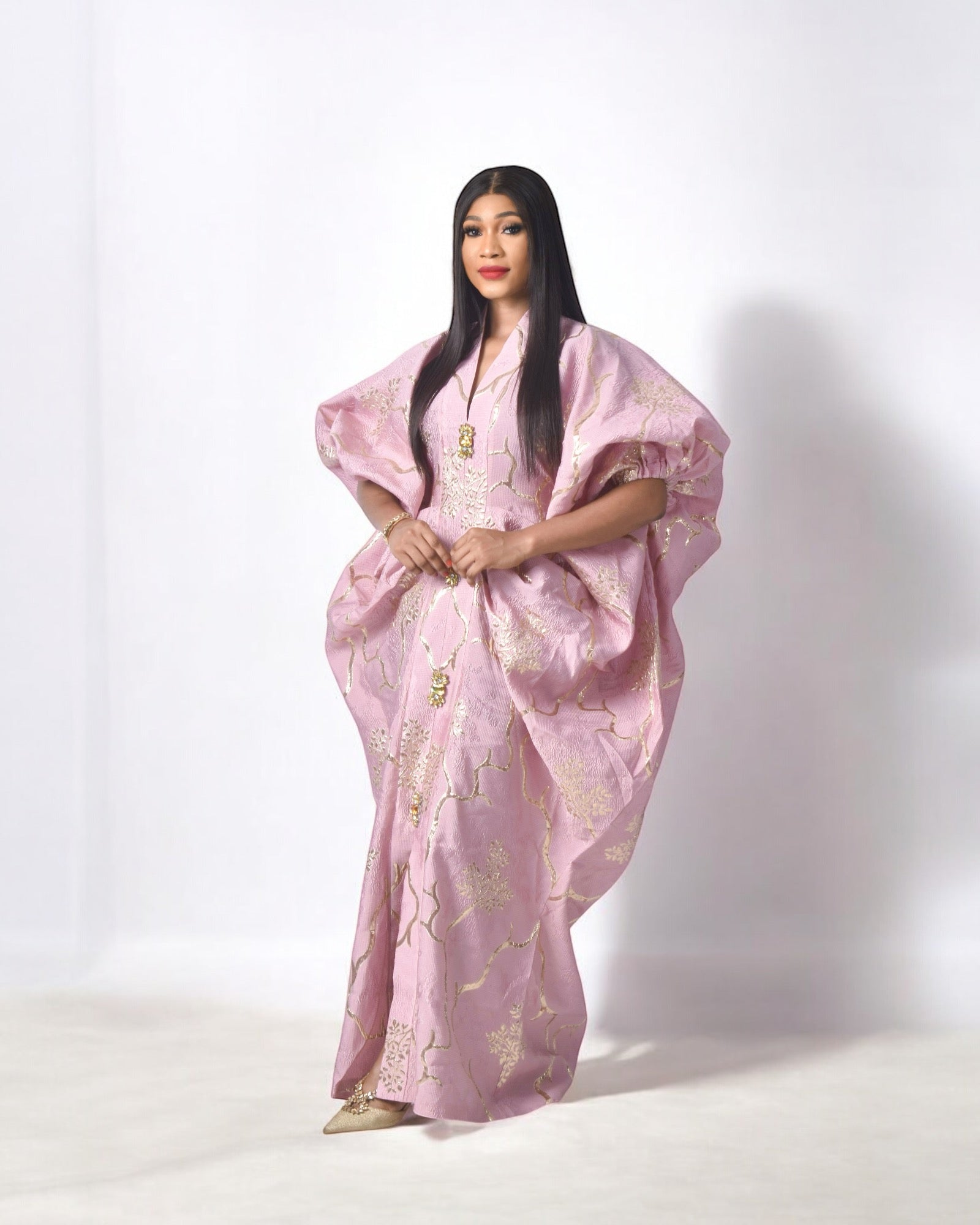 Flowered pink caftan