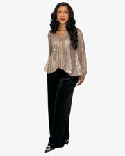 Champagne Glow Sequin Top