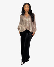 Champagne Glow Sequin Top