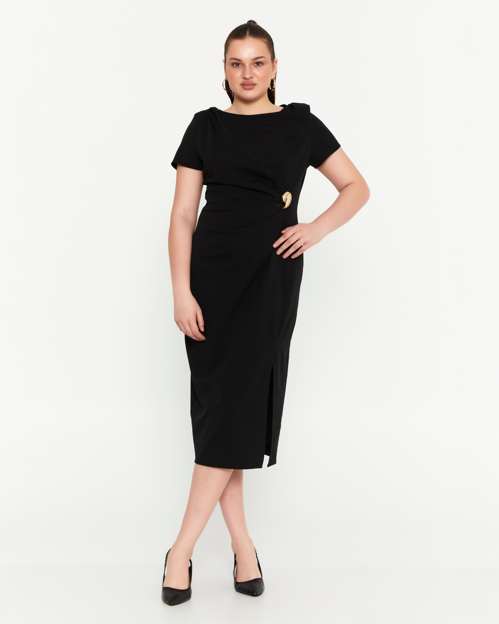 Drape black dress