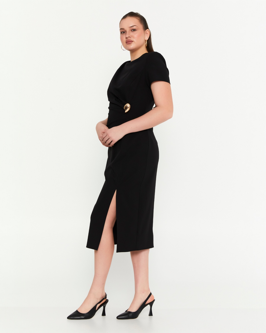 Drape black dress