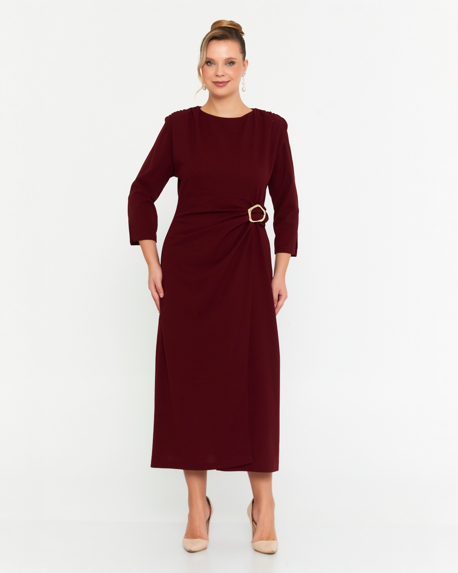 Wine broach dress