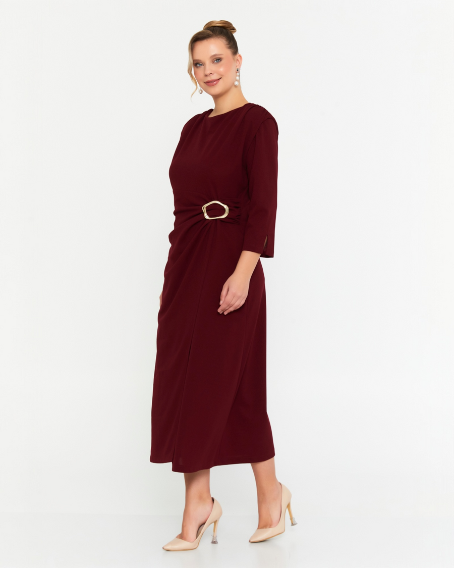 Wine broach dress