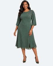 Sage Green Embellished Midi Dress