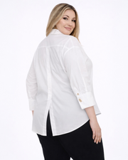 Cotton White top - Elegant Women's  Button Detail Blouse