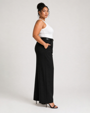 Black High-Waisted Pleated Wide-Leg Pants