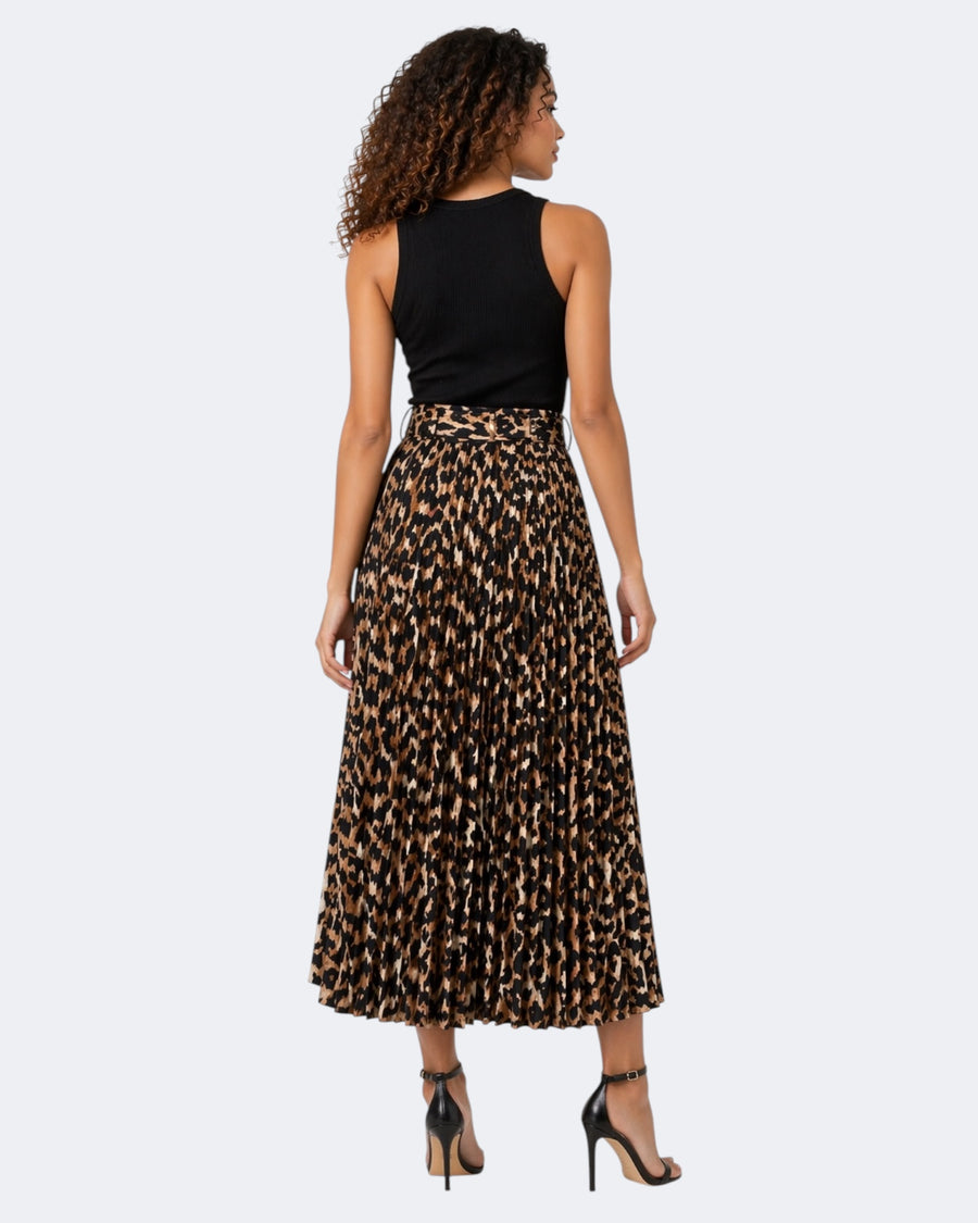 Leopard Print Pleated Skirt